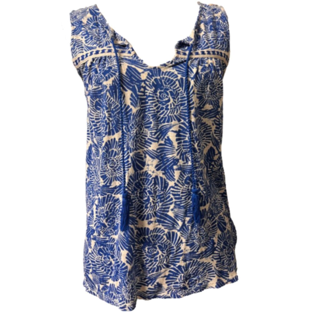 Lucky Brand boho-style peasant tank top Blue Small